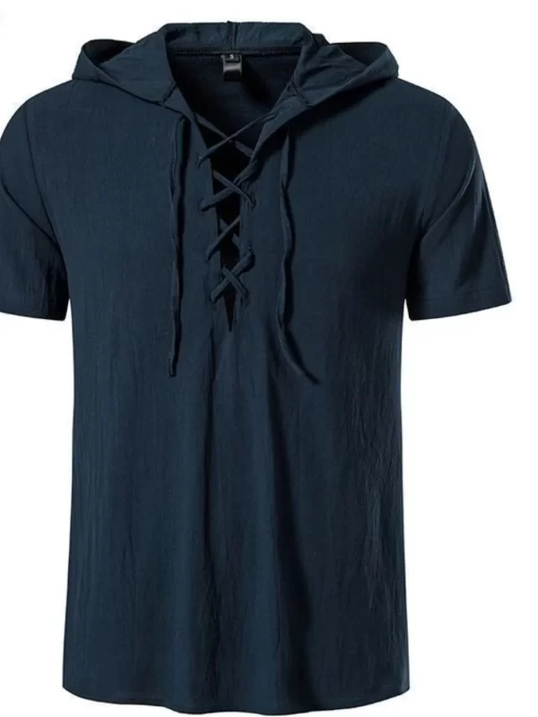Men's Full Size Casual Lace-Up Hooded Top Plus Size - Image 2