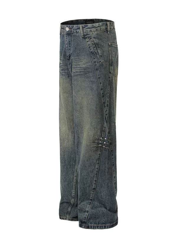 Men's High Waist Washed Straight Jeans - Image 13