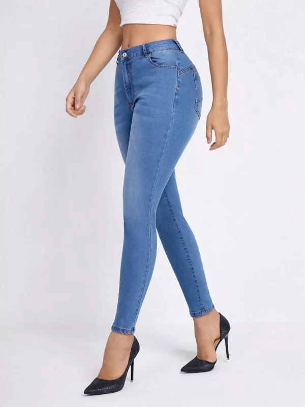 High Rise Skinny Jeans with Pockets - Image 4