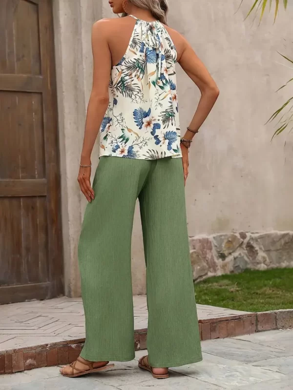 Printed Tank Top and Wide Leg Pants Set - Image 17