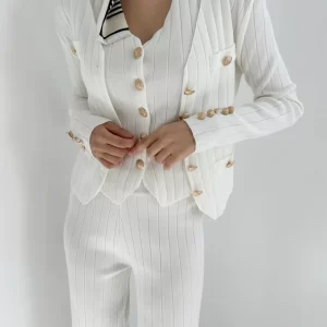 V-Neck Tank, Cardigan and Pants Three-Piece Sweater Set
