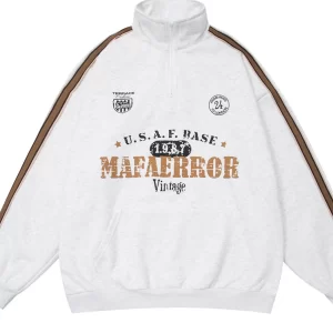 Men's High Neck Letter Graphic Sweatshirt