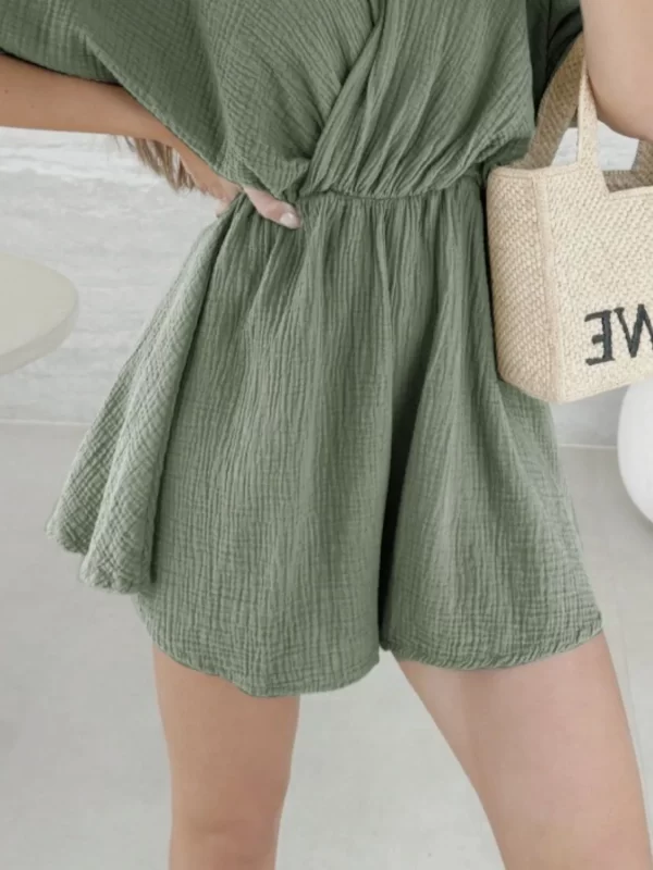 Surplice Half Sleeve Wrap Romper - Image 12