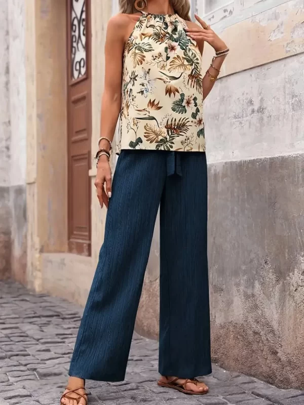 Printed Tank Top and Wide Leg Pants Set - Image 22