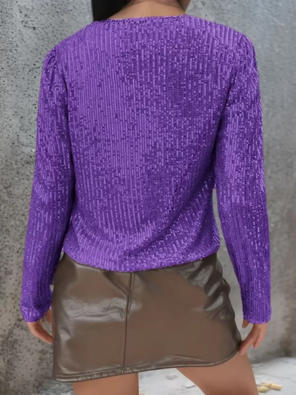 Full Size Sequin Open Front Cropped Jacket - Image 15