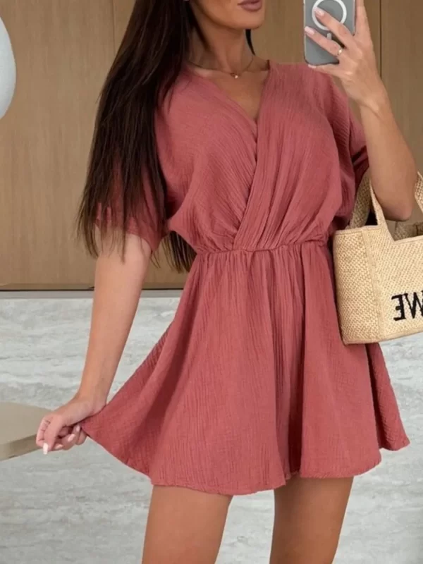 Surplice Half Sleeve Wrap Romper - Image 10