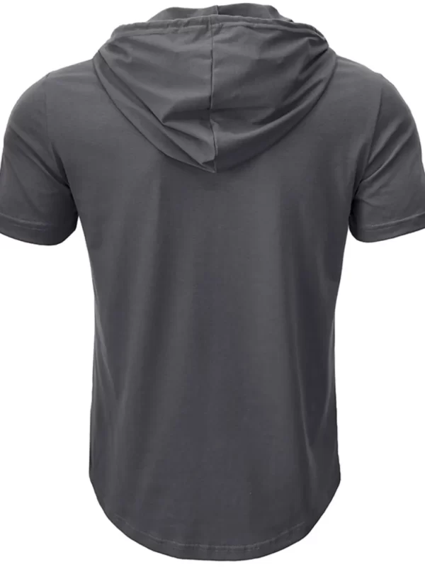 Men's Full Size Casual Hooded Henley T-Shirt Plus Size - Image 10