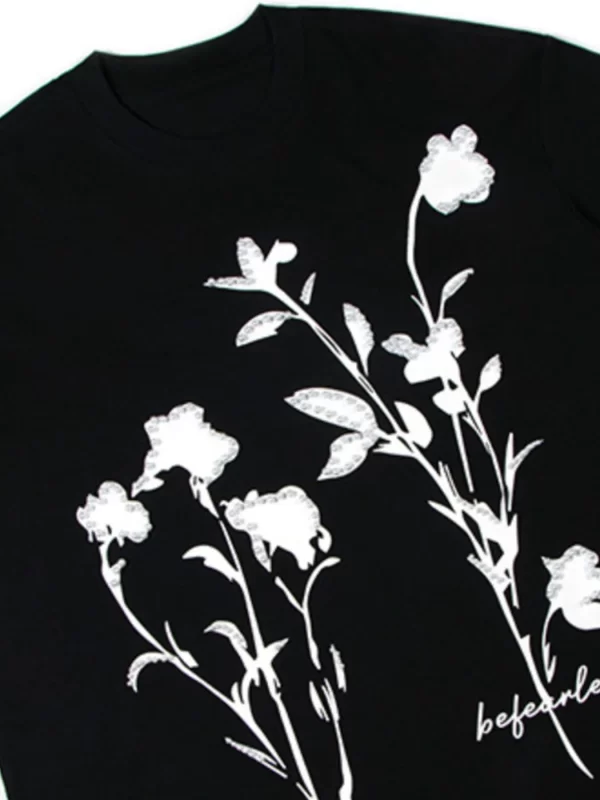 Men's Flower Pearl Detail Oversized Short Sleeve T-Shirt