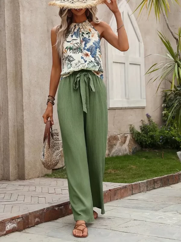 Printed Tank Top and Wide Leg Pants Set - Image 15