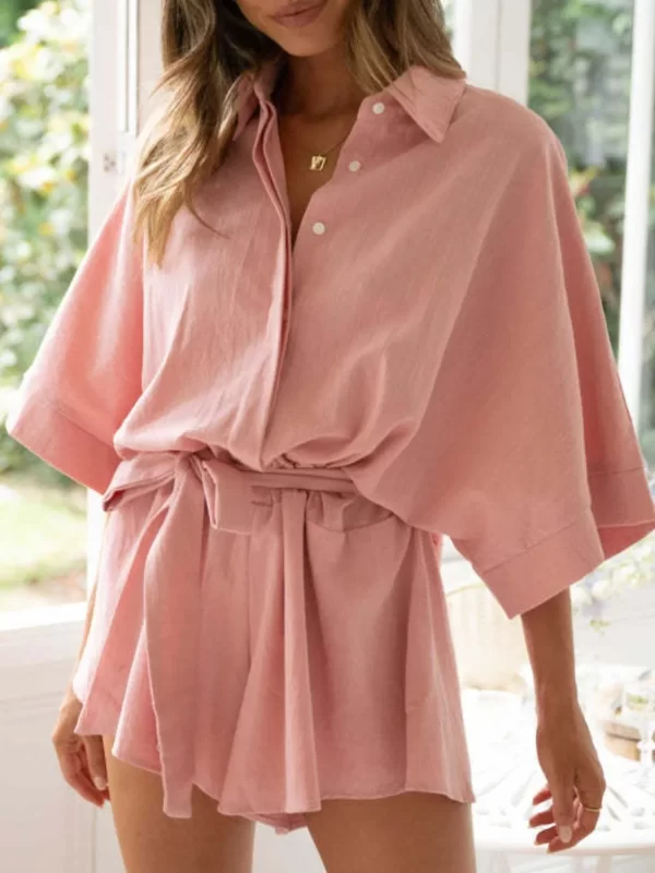 Collared Neck Half Sleeve Romper - Image 10
