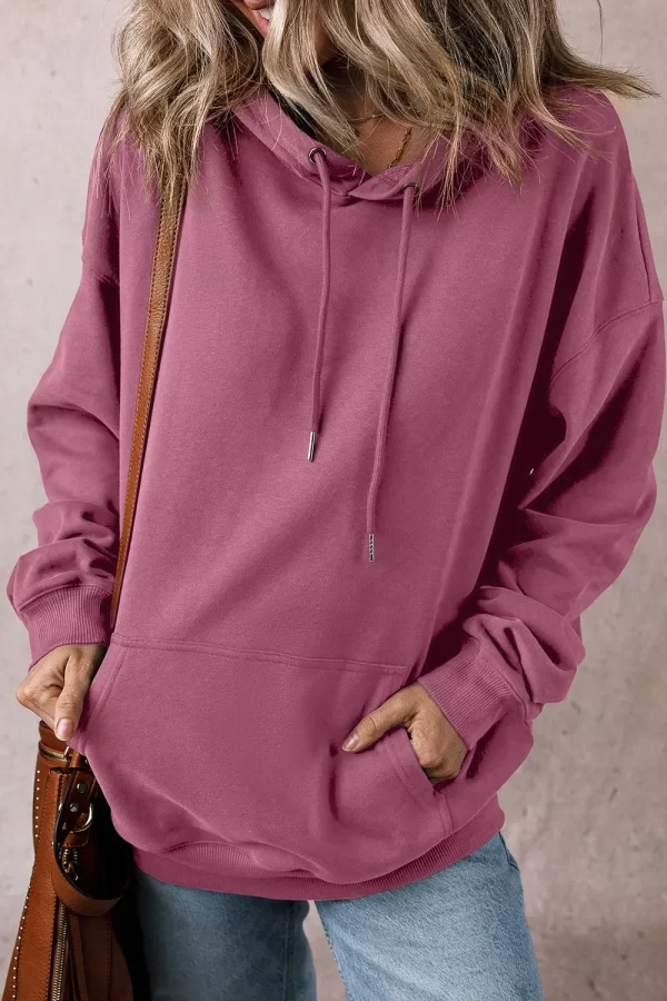 Drawstring Pocketed Long Sleeve Hoodie - Image 3