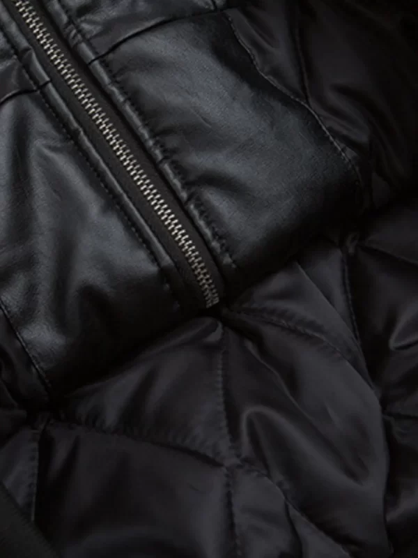 Men's Faux Fur Hooded Contrast Bomber Jacket - Image 5