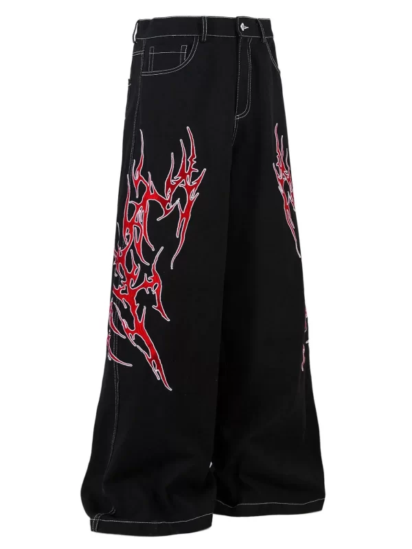Men's Lightning Pattern Wide leg Jeans - Image 12