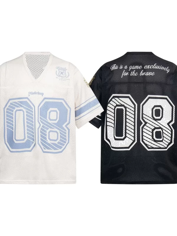 Men's Short Sleeve Mesh T-Shirt with Number 08 Graphic