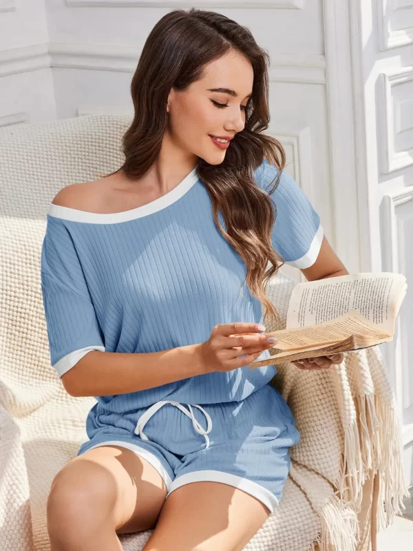Ribbed Round Neck Top and Shorts Set - Image 13