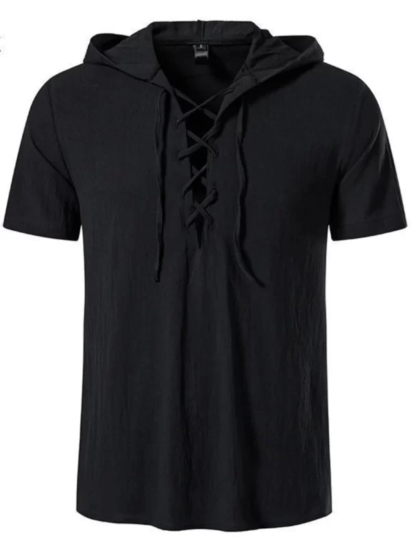 Men's Full Size Casual Lace-Up Hooded Top Plus Size - Image 3