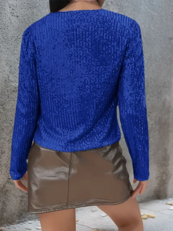 Full Size Sequin Open Front Cropped Jacket - Image 18