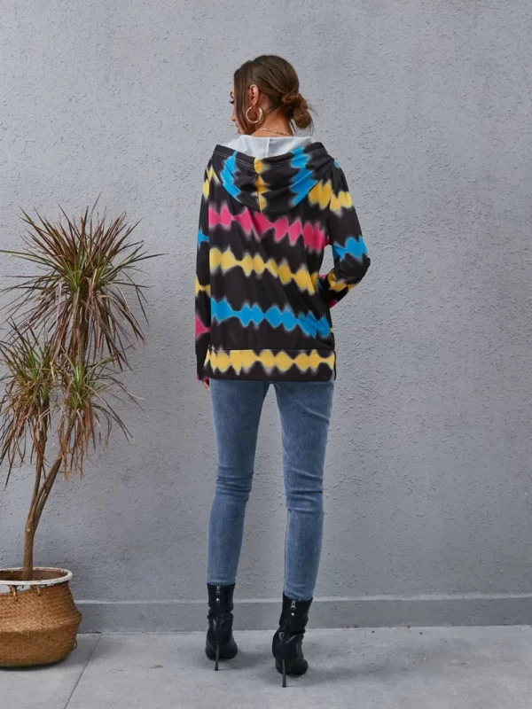 Contrast Quarter Zip Dropped Shoulder Hoodie - Image 15