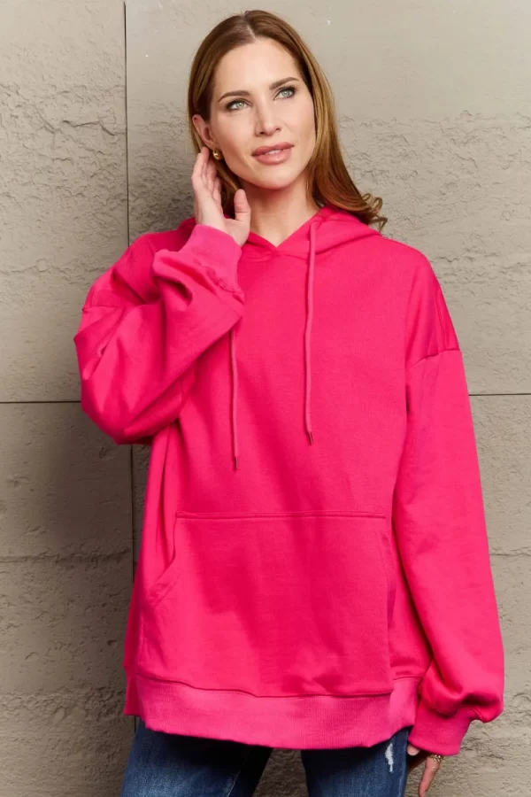 Full Size Long Sleeve Dropped Shoulder Hoodie - Image 29