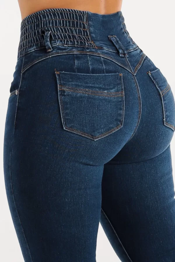 High Waist Buttoned Skinny Hip Lifting Jeans - Image 2