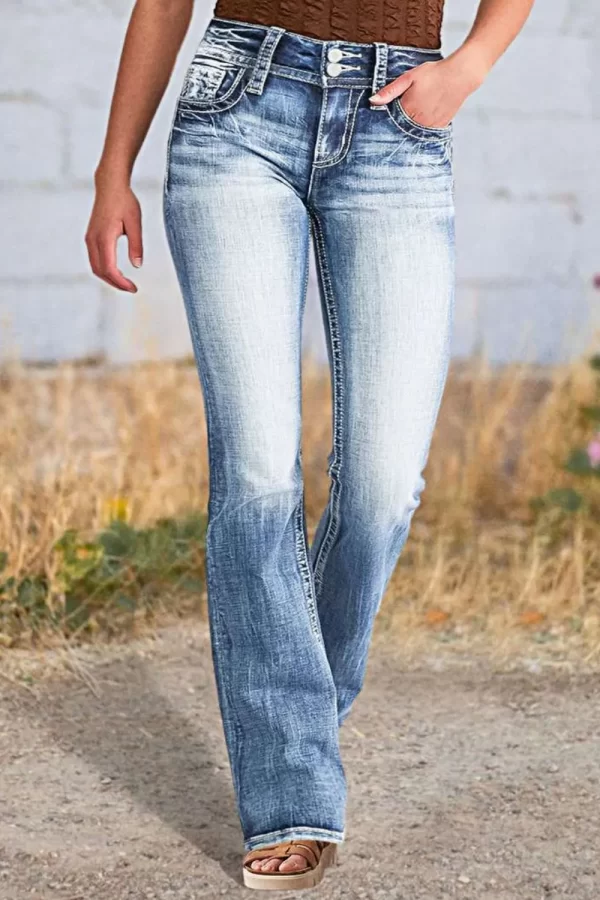 Star Embroidered Bootcut Jeans - Image 9