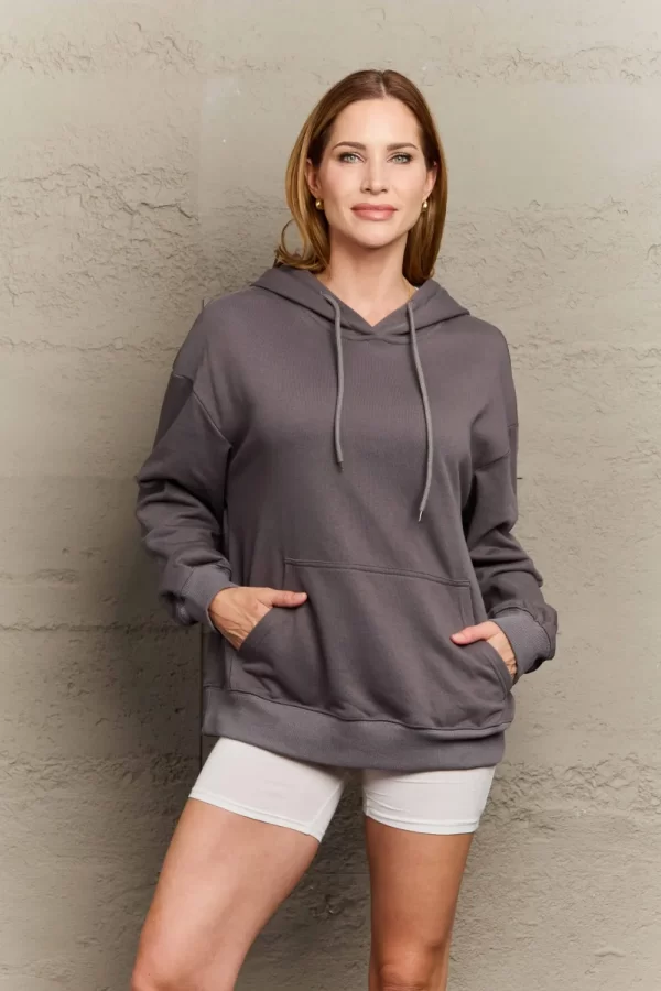 Full Size Long Sleeve Dropped Shoulder Hoodie - Image 13