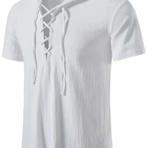 Men's Full Size Casual Lace-Up Hooded Top Plus Size
