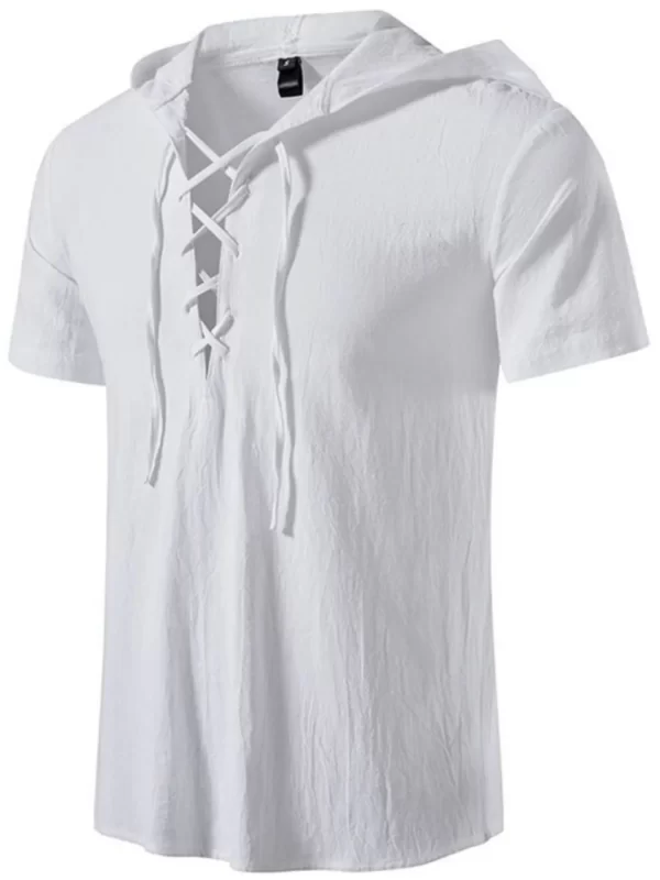 Men's Full Size Casual Lace-Up Hooded Top Plus Size