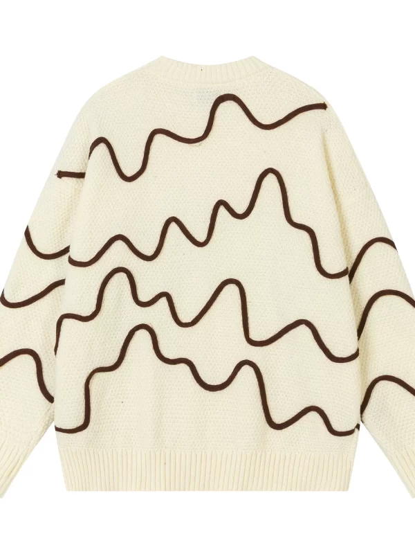 Men's Wave Pattern Knit Pullover Sweater - Image 2