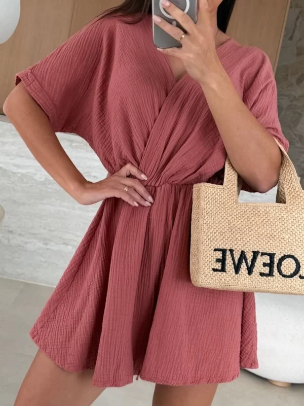 Surplice Half Sleeve Wrap Romper - Image 8