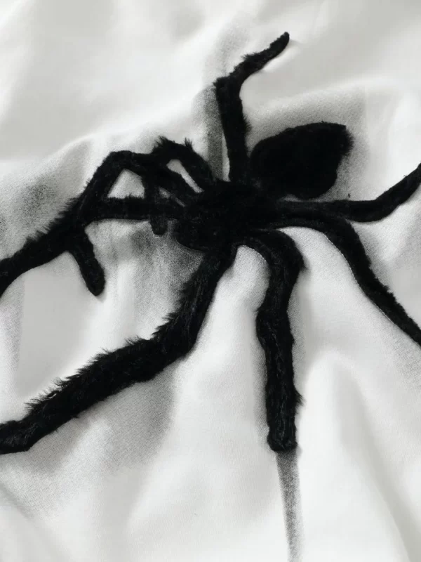 Men's Spider Graphic Oversized Hoodie with Side Button Details - Image 11
