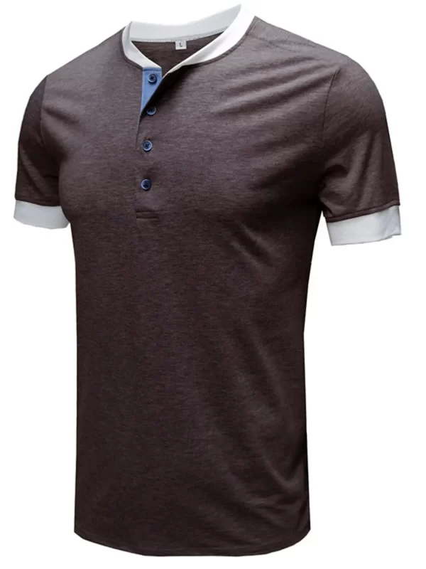 Men's Contrast Trim Henley Top - Image 4