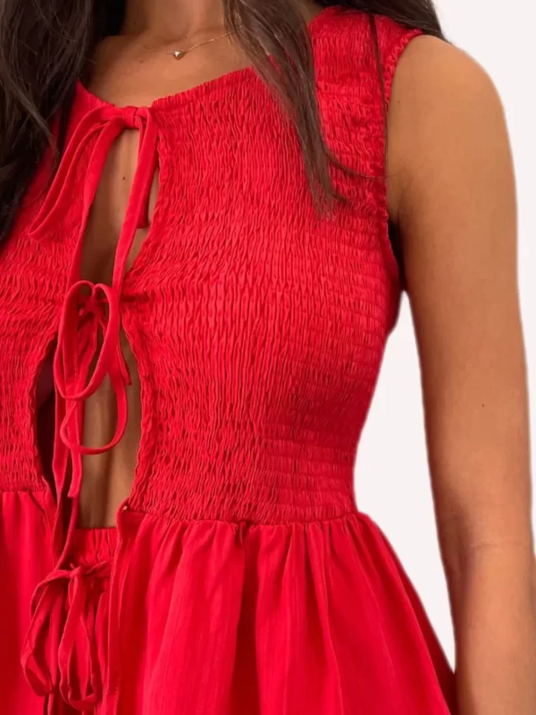Tied Front Smocked Top and Shorts Set - Image 5