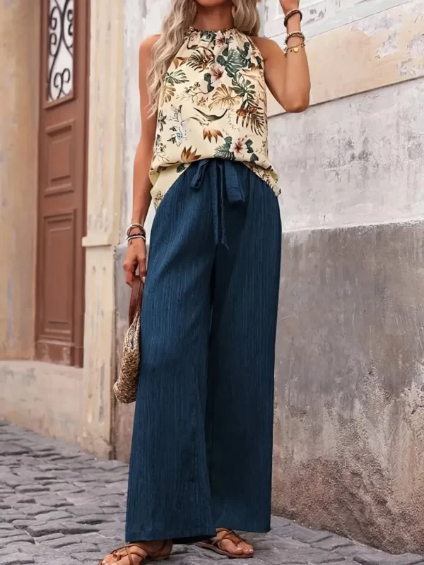 Printed Tank Top and Wide Leg Pants Set - Image 23