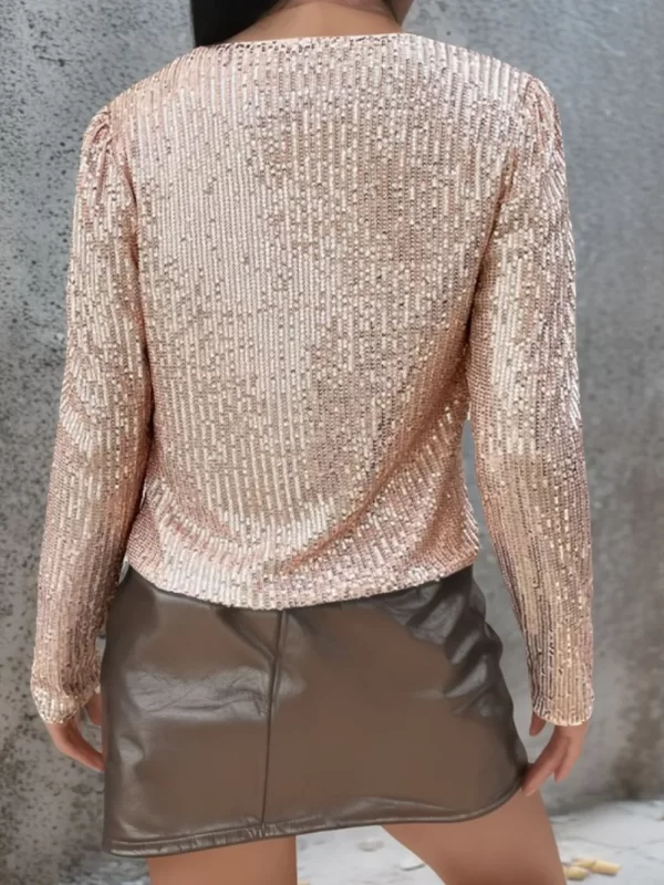 Full Size Sequin Open Front Cropped Jacket - Image 34