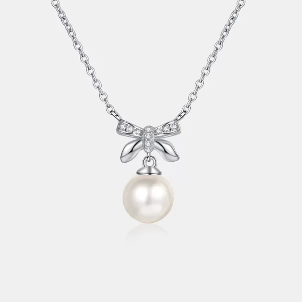 Pearl Pendant Moissanite 925 Sterling Silver Necklace - Image 7