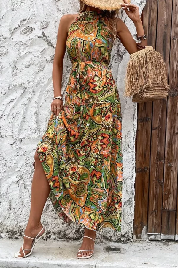 Tied Floral Sleeveless Dress - Image 6