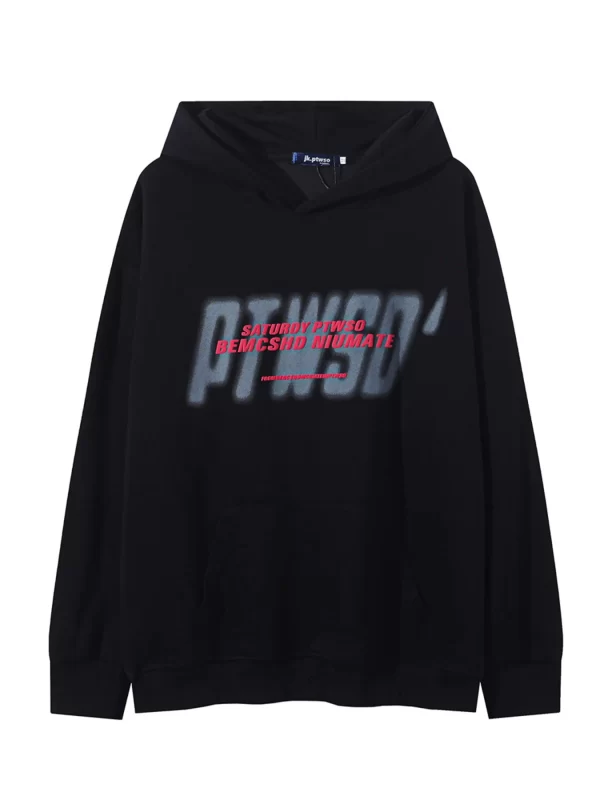 Men's Casual Letter Graphic Kangaroo Pocket Hoodie - Image 2