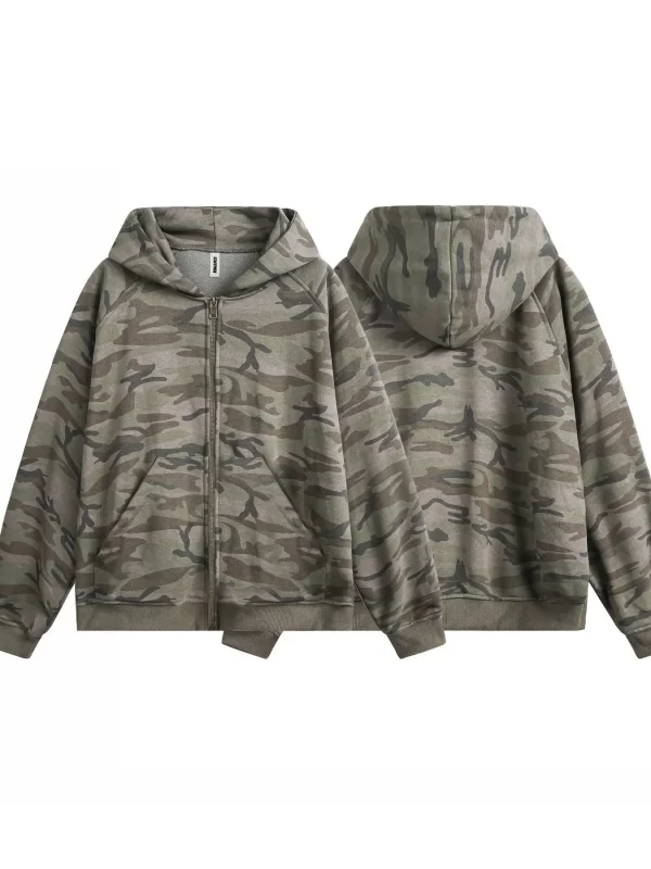 Men's Camouflage Print Zip-Up Hoodie - Image 10