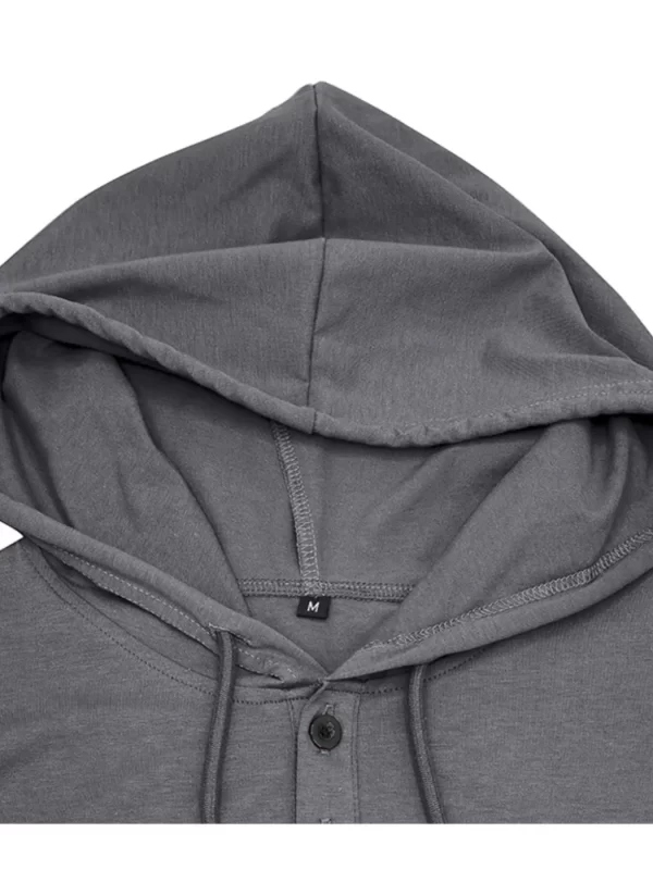 Men's Full Size Casual Hooded Henley T-Shirt Plus Size - Image 9