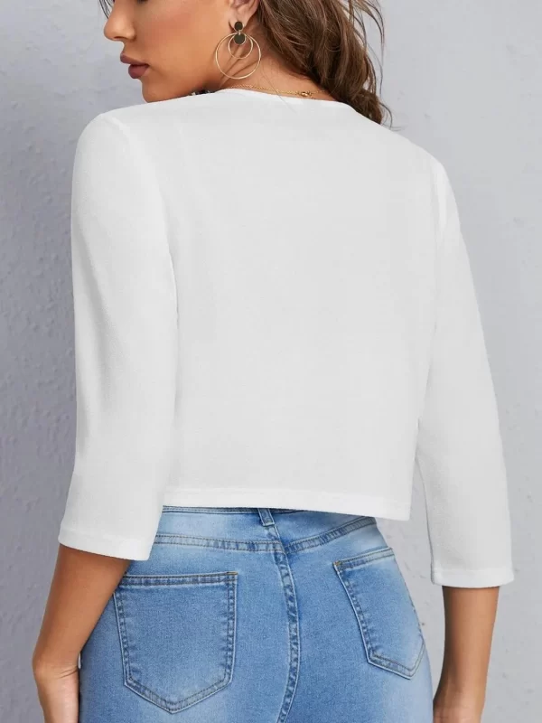 Open Front 3/4 Sleeve Blazer - Image 3