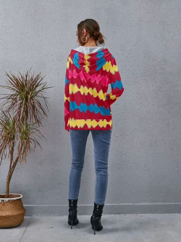 Contrast Quarter Zip Dropped Shoulder Hoodie - Image 10