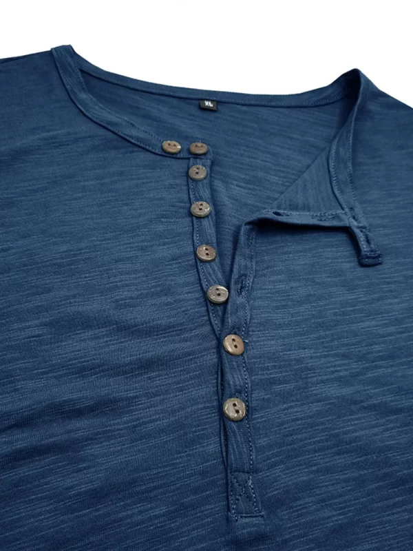 Men's Casual Henley Short Sleeve Button Top - Image 12