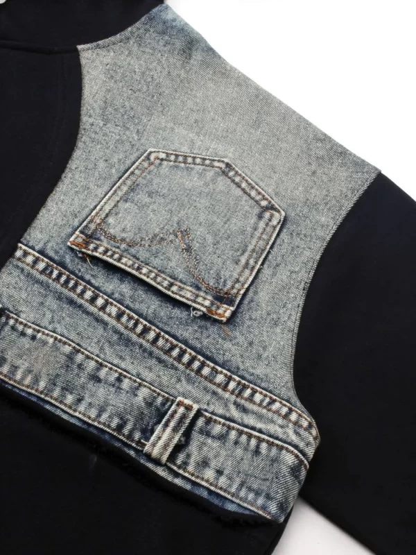 Men's Long Sleeve Patchwork Hoodie - Image 3