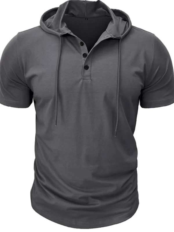 Men's Full Size Casual Hooded Henley T-Shirt Plus Size - Image 12