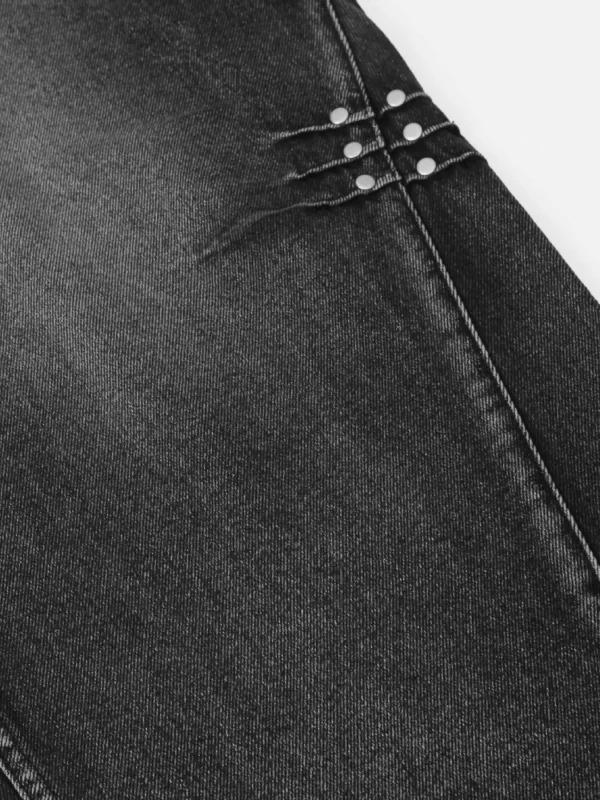 Men's High Waist Washed Straight Jeans - Image 8