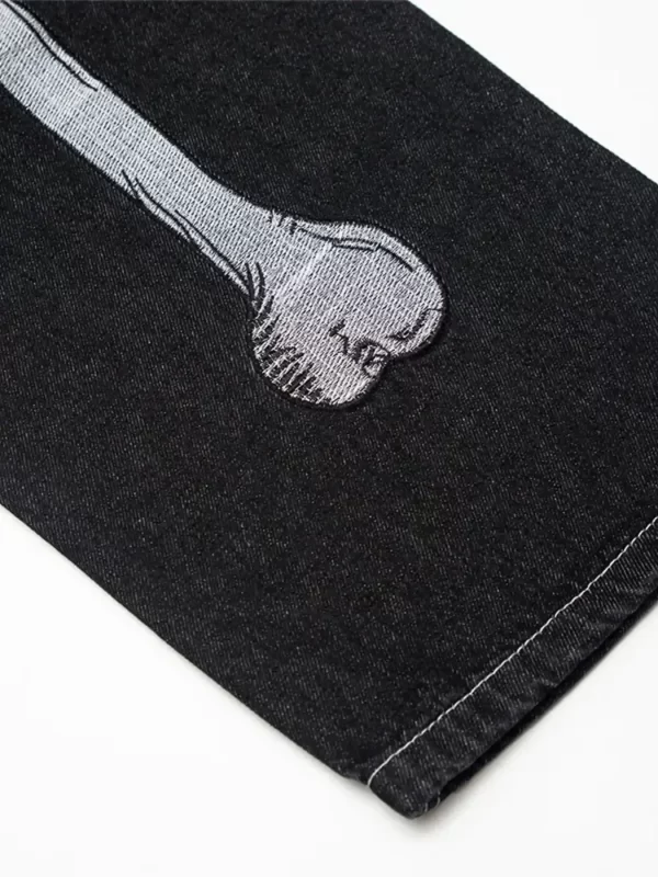 Men's Skeleton Embroidered Straight Leg Jeans - Image 3