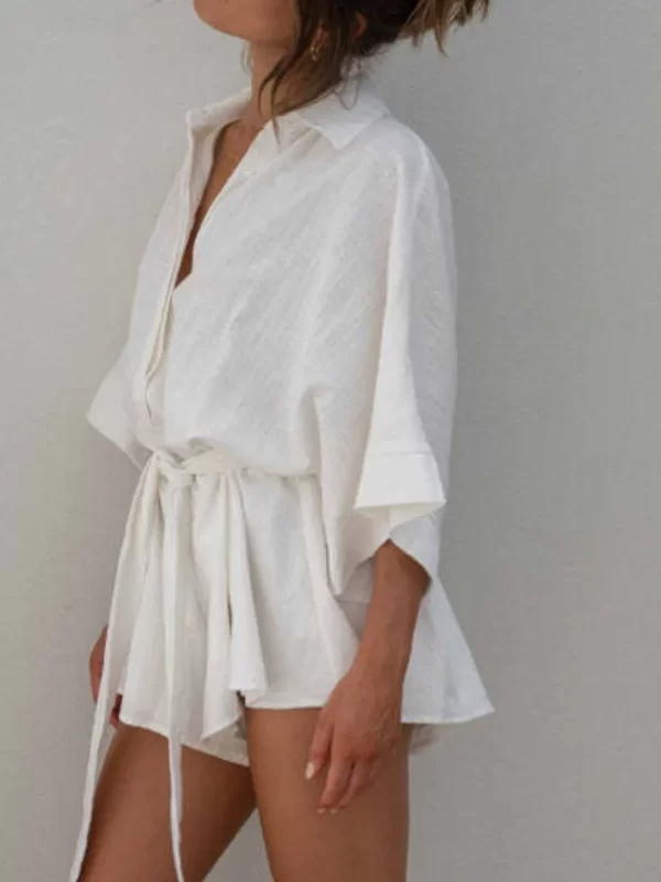 Collared Neck Half Sleeve Romper - Image 4