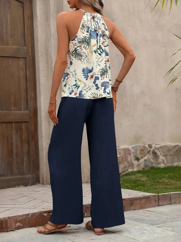 Printed Tank Top and Wide Leg Pants Set - Image 8