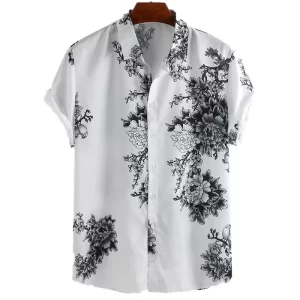 Men's Full Size Printed Short Sleeve Casual Shirt Plus Size